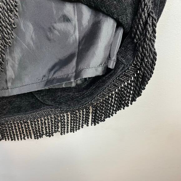 Indigo Moon Black Chenille Long Midi Blanket Skirt Fringe Y2K 2000s Western M - Picture 5 of 7